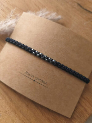 Bransoletka męska pleciona z koralików i hematytu